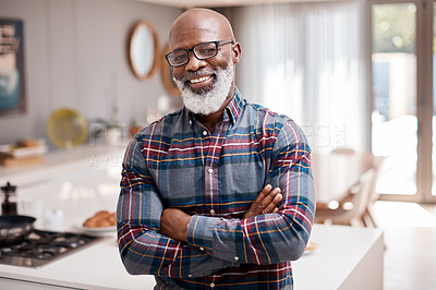 Buy stock photo Portrait of a mature man at home