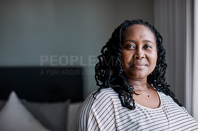 Buy stock photo Portrait of a mature woman at home