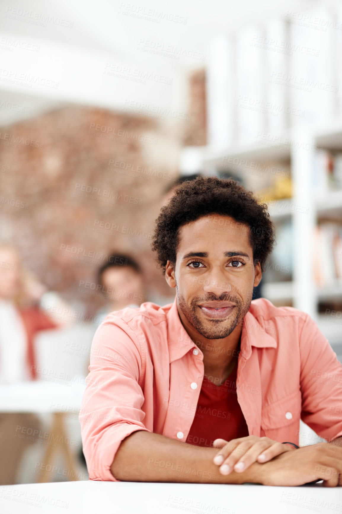 Buy stock photo Smile, professional and portrait of business man in office for branding startup, coworking and about us. Campaign manager, creative and pride with employee in media talent agency for career growth