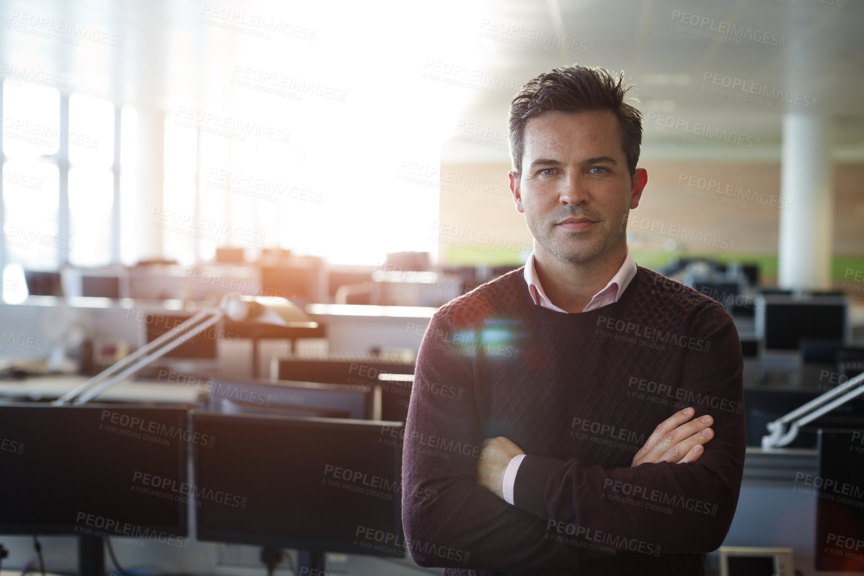 Buy stock photo Portrait of a casually dressed man standing in an office