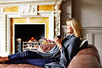 Staying warm with a fire and a cup of tea