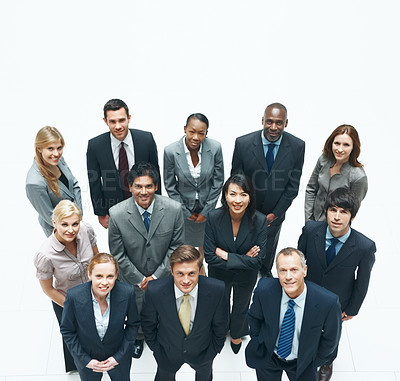 Buy stock photo Business, portrait or team in office with pride, investment advisors or synergy in accounting industry. Diversity, above or finance staff with solidarity, about us or confidence as budget consultants