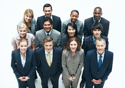 Buy stock photo Business, portrait or team in office with pride, investment advisors or diversity in accounting industry. People, above or finance staff with solidarity, about us or confidence as budget consultants.