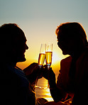 Love and sunset in silhouette