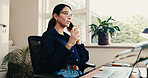 Phone call, talking and woman in office for business negotiation, event planning or communication. Mobile, mature person and planner speaking to contact for guest list, venue reservation or booking