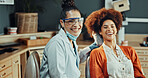 Portrait, dentist and happy woman with patient in clinic for dental hygiene or healthcare. Female person, orthodontist or client with smile or laugh for oral service, teeth cleaning or treatment
