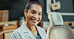 Portrait, dentist and happy woman with pride in clinic for dental hygiene or oral healthcare. Female person, orthodontist or smile with confidence for gum care service, teeth cleaning or treatment