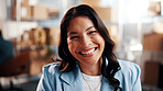 Woman, smile and portrait in small business for ecommerce, supply chain or distribution. Entrepreneur, supplier and boxes in workshop for export, startup growth or stock inventory for logistics