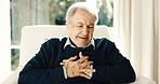 Senior, man and heart attack with chest pain in retirement home for cardiac arrest or hypertension. Elderly, male person or bronchitis with discomfort for chronic illness or asthma in old age house