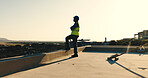 Technician, man and thinking at construction site with rooftop view, arms crossed and project plan. Confident, electrician or person outdoor in city with building evaluation, infrastructure or vision