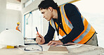 Civil engineering, sketch and man with laptop on construction site, online and property development. Engineer, research and person with blueprint, architecture and planning for renovation with tech