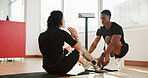 Fitness, personal trainer and woman with prosthetic leg, practice and exercise routine for wellness. Health club, physical activity and person with disability, balance and training with instructor