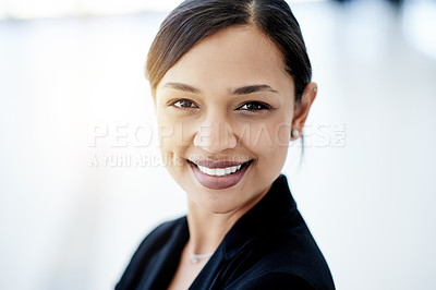 Buy stock photo Workplace, happy or businesswoman with portrait for investment project or venture capital. Investor, about us or financial advisor in office with confidence, private equity and finance experience