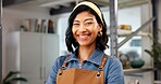 Pottery, portrait and woman in workshop for startup, art store and business idea for creative hobby. Happy, entrepreneur and person with confidence for ceramic, clay and handicraft design in studio