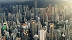The sun is shining on Hong Kong