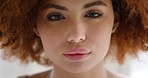 Closeup of focused young mixed woman