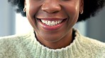 A happy girl smiling with straight teeth. Mouth closeup of a woman with perfect or flawless dental and oral health, feeling and looking confident after her orthodontics or cosmetics appointment