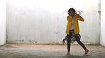 Dance, hip hop and woman fitness break dancer working on a dancing performance exercise. Workout, dancing and training for a routine of a person with body movement, fast energy and motivation outdoor