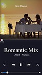 Music app streaming digital playlist media album or romantic love song mix to set mood. Ui screen of relax radio audio with cover art design of sunset beauty, ocean sea and couple beach dinner date