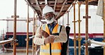 Construction, building and mature architect with design, vision and idea for development while working at a construction site. Portrait of elderly industrial worker with arms crossed for architecture