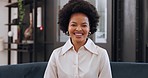 Leadership, success and business black woman in portrait for career motivation, company vision and solution in workplace lobby. Trust, happiness and job goal of african manager for about us or faq