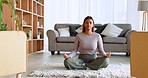 Meditation, zen and peace for wellness woman meditating for spiritual energy, chakra healing and healthy mindset. Home health fitness, yoga training workout and relax girl meditate for inner balance