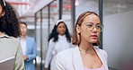 Ready, confident and business women walking to a meeting with vision, leadership and executive empowerment. Support, power and employees in unity on a walk in an office in the morning with confidence