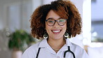 Black woman, doctor and portrait smile in healthcare for friendly medicare service or healthy wellness at hospital. Happy African American female medical professional face smiling for life insurance