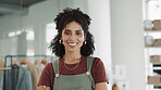 Woman, fashion designer and small business confidence for leadership, management or logistics at workshop. Portrait of happy and confident clothing owner with arms crossed for retail entrepreneurship