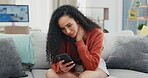 Stress, anxiety and a woman typing on a phone, replying to a message and chat during a break up. Sad, nervous and an unhappy girl texting, answering a text and reading communication after divorce