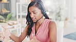 Call center laptop, frustrated video call and woman telemarketing on contact us CRM or telecom consulting. Customer service communication, online ecommerce stress and angry tech support consultant