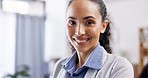 Happy, confidence and face of a businesswoman in the office with a positive, management and leadership mindset. Happiness, professional and portrait of a female manager with crossed arms in workplace