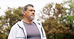 Start, fitness and elderly man in park for exercise, warm up and cardio routine outdoors. Active senior, beginning and mature male in a forest for training, running or lifestyle change, walk or jog