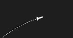 Rocket, war and trail of missile launch on black background for attack, international conflict and military. Animation of trajectory path of nuclear weapon or atomic bomb in country to target on map