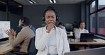 Crm, yawn or tired black woman in a call center office exhausted from telecom help desk consultation. Sleepy, customer service or overworked African agent with fatigue or burnout in telemarketing 