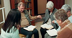 Praying, worship and holding hands with people in bible study for support, Christian and spiritual. Community, faith and religion with prayer group in church for connection, hope and meeting together