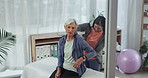 Old woman, back pain or physiotherapy for senior patient with help in physical therapy rehabilitation. Elderly patient, chiropractor or physiotherapist massaging spine or muscle injury for healing