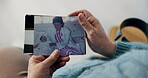 Photograph, hands and memory of a person at home for nostalgia, history and to remember. Pov of senior adult with pictures of family for old album, nostalgia and photography or dementia in retirement
