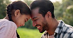 Happy, love and father with daughter in park for family, support and summer together. Growth, happiness and smile with man and young girl relax in nature for fun, freedom and child care embrace