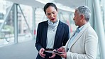 Travel, airport and flight attendant help woman for directions to boarding terminal. Customer service, global transport and senior person with concierge for ticket, passport and check documents