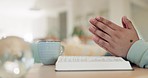 Hands, person praying or bible study for faith, religion or support in holy spiritual scripture. Christian literature, help or studying book for education or knowledge to worship God or Jesus Christ