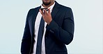 Business, phone call and man with conversation, speaker and communication on a white studio background. Person, employee and consultant with a smartphone, connection and network with mobile user 