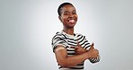 Woman, thumbs up and bandage for vaccine, studio or face with smile for choice by white background. African girl, happy and excited for wellness, like or sign language for agreement, decision or vote