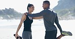 Working out by the ocean