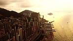 On the coast. The city of Hong Kong