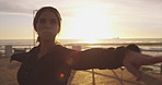 Harnessing the calm of the beach in her exercises