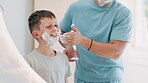 Man, child and shave learning in mirror for clean face, hygiene or masculine grooming practice. Male person, son and soap cream for health connection or childhood joy in bathroom, smooth or care foam