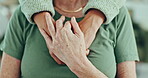 Senior woman, daughter and holding hands for support, trust or care, help or hope after cancer diagnosis. Person comfort elderly mother, closeup and empathy, kindness or love, connection and together