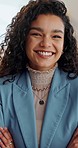 Smile, crossed arms and face of business woman in the office with positive, good and confident attitude. Happy, legal career and portrait of professional young female lawyer from Mexico in workplace.