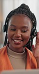 Face, laptop and customer service with a black woman closeup in her home call center for support. Computer, remote work and virtual assistant with a young employee consulting for crm communication